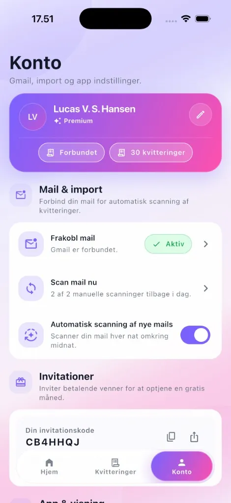 Mail der bliver til kvitteringer